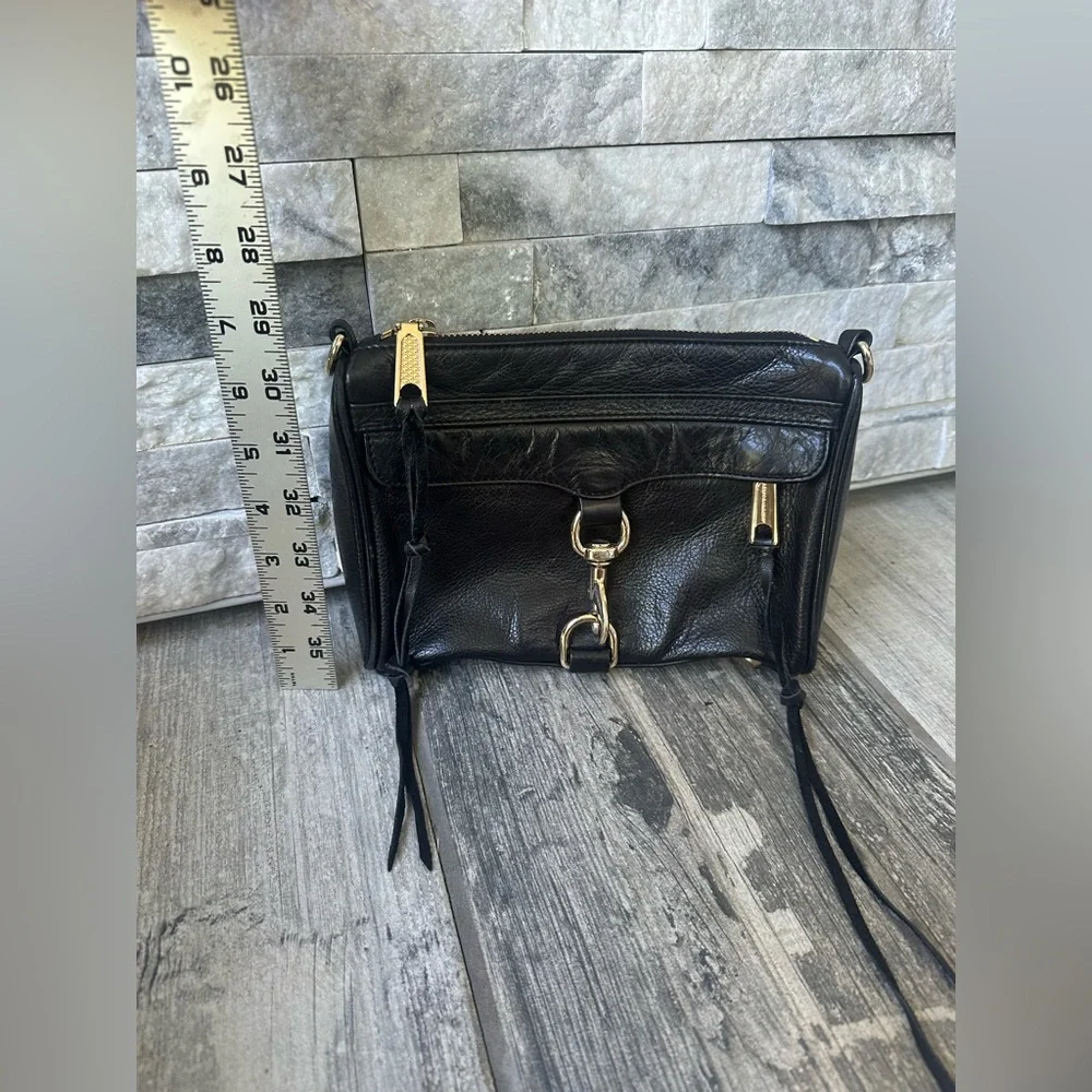 Rebecca Minkoff MAC Leather Black and Gold Handbag ONLY - Picture 12 of 17